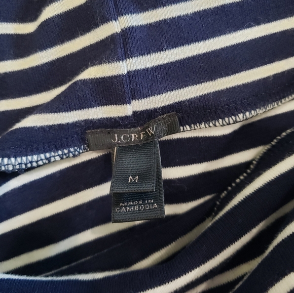 J. Crew Navy & White Striped Off the Shoulder Blouse Size Medium - Picture 3 of 9